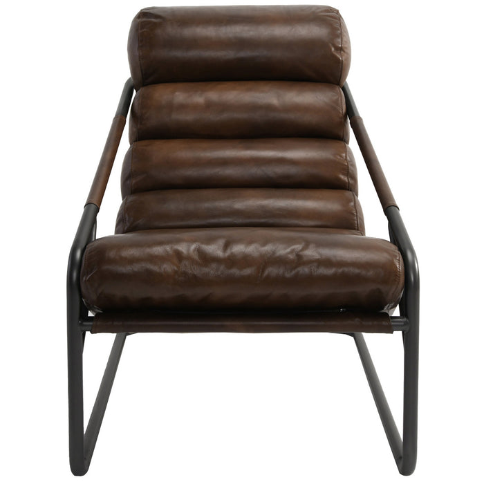 With its tube iron base and top grain leather upholstery, this chair will create a stylish addition to your living space - Lifestyle Furniture