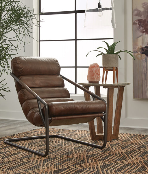Featuring a stunning dark brown finish on wood legs with an industrial style it's sure to catch the eye of those looking for something on the more masculine side - Lifestyle Furniture