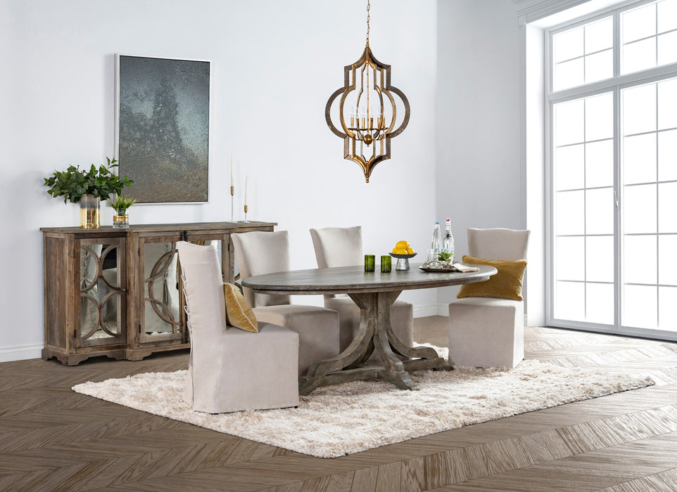 Elegant Slipcover Upholstered Dining Chair Beige - Lifestyle Furniture
