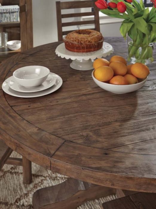 Handcrafted from reclaimed pine wood, this two-foot round pedestal dining table is hand brushed and vintage-inspired pedestals - Lifestyle Furniture