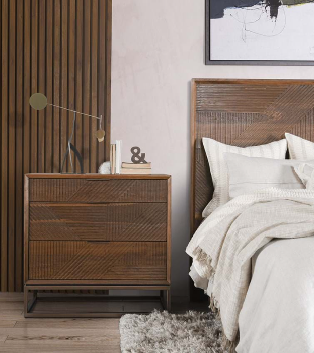 The rustic Santa Barbara 3 drawer dresser has a solid wood base, brown oak finish and lends a casual, eclectic feel to your bedroom - Lifestyle Furniture