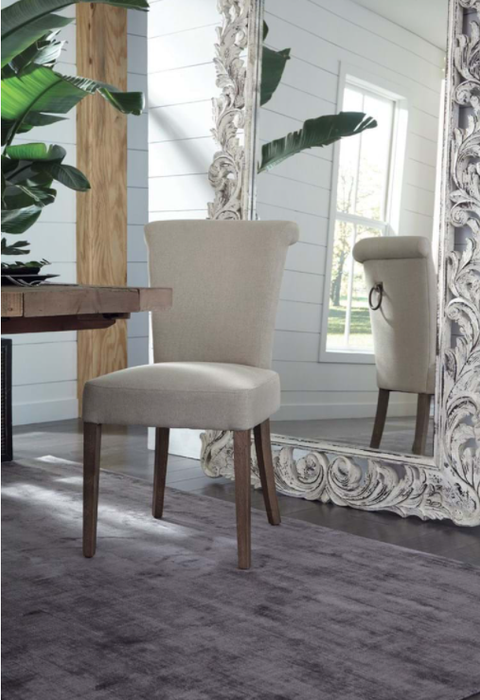 brass ring Upholstered Dining Chair in light brass tone - Lifestyle Furniture