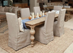 Chic Linen Upholstered Dining Chair in light brown finish - Lifestyle Furniture