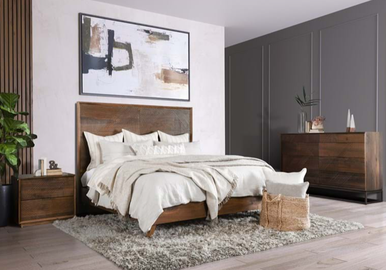 The linear pattern carved into the front adds depth and dimension to the nightstand - Lifestyle Furniture