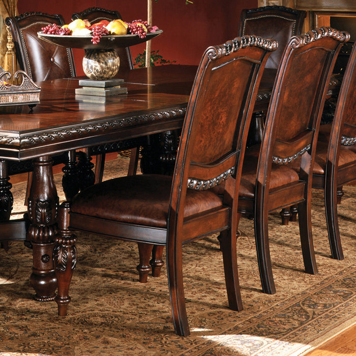 antique rich cherry finish and hand carved table leg with drop leaf dining set - Lifestyle Furniture