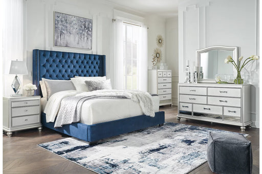 Venice Blue UPH Bed with Dresser & Mirror - Lifestyle Furniture