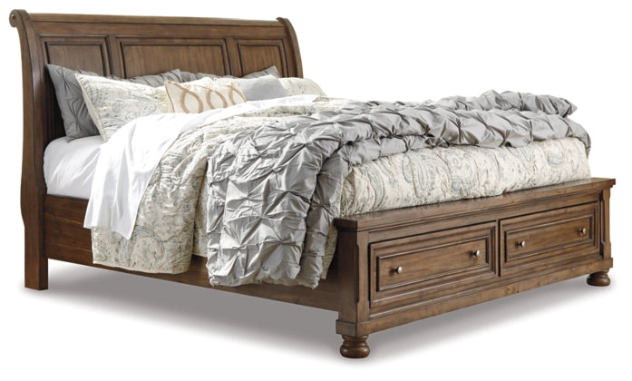French Country Sleigh Bed with Dresser & Mirror - Lifestyle Furniture