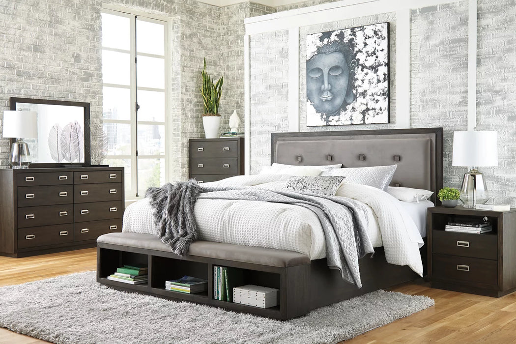 Odelia UPH Panel Storage Bed with Dresser & Mirror - Lifestyle Furniture