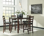 Black Leather Upholstered Counter Height Dining Set in Wood - Lifestyle Furniture