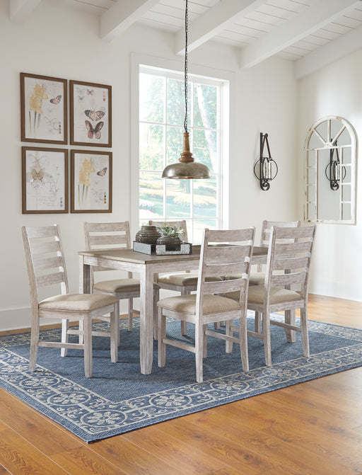 coastal chic design white wood Dining set with 6 Chairs - Lifestyle Furniture