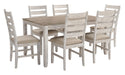 grayish white tone ladder back styling sid chairs Dining set - Lifestyle Furniture