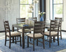 Wood Counter Height Dining Set with Ladder back Upholstered Stools - Lifestyle Furniture