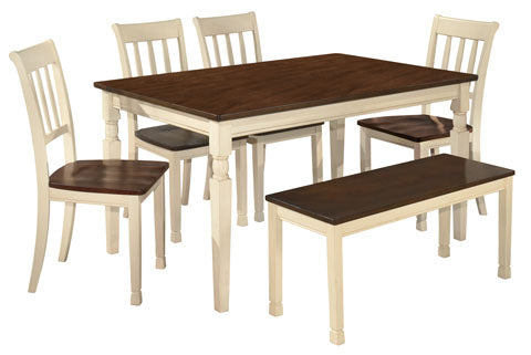simple cream and brown tone wood dining set - Lifestyle Furniture