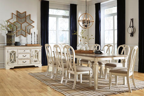 queen ann style side chairs and long table dining room set in light grey - Lifestyle Furniture