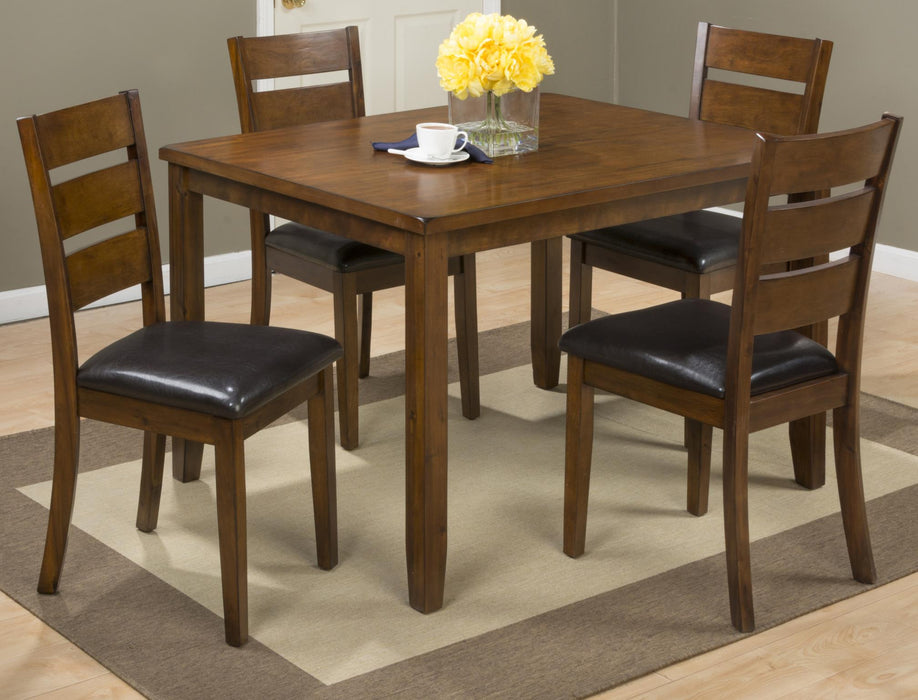 faux leather upholstered seat 5pc dining Set in brown - Lifestyle Furniture
