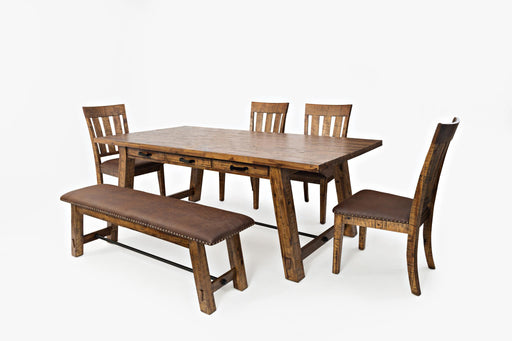 Traditional Brown Wood Trestle Dining Set - Lifestyle Furniture