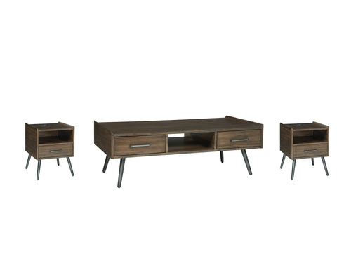 this set is crafted from acacia veneer and engineered wood in a brown finish, with round tapered legs that add visual appeal and stability - Lifestyle Furniture