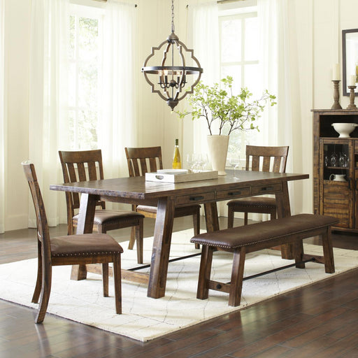 5 piece Trestle Dining Set in Brown finish  - Lifestyle Furniture