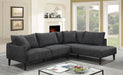 This piece functions as a sofa and offers a left or right facing configuration that easily accommodates odd-sized rooms or furniture arrangements. 