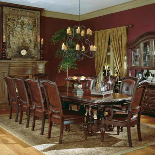 rich cherry dramatic hand carved legs table dining set - Lifestyle Furniture