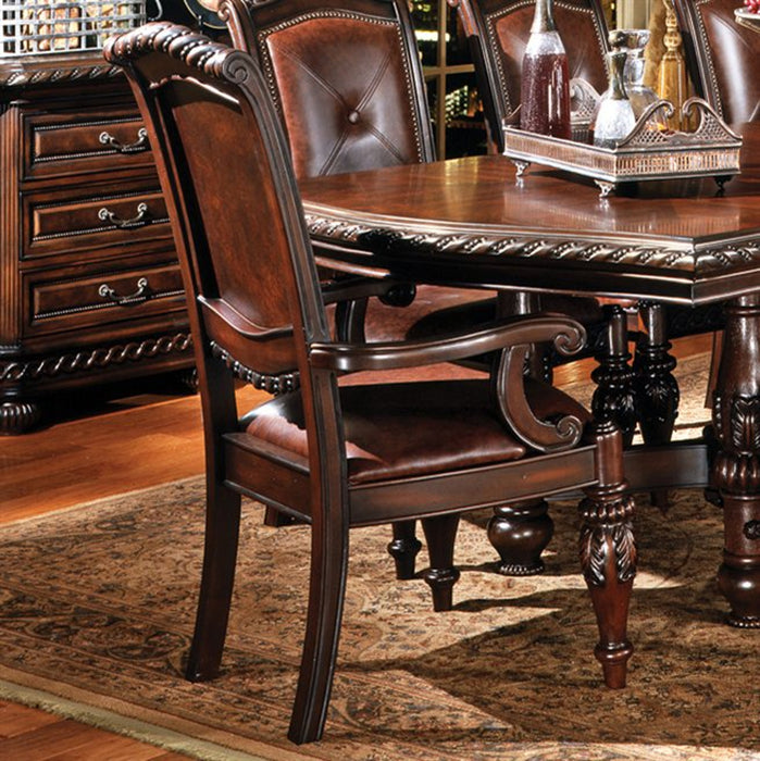 rich cherry finish beautifully crafted in leather upholstered dining set - Lifestyle Furniture