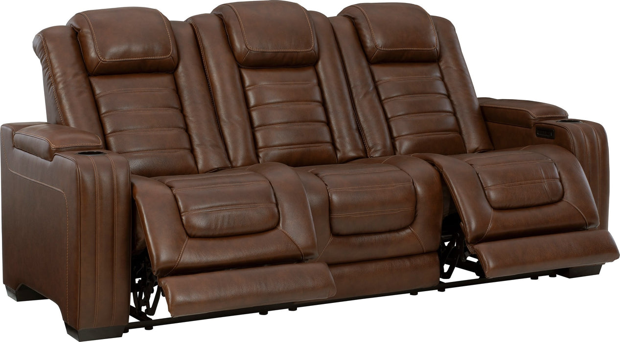 This sectional furniture piece is crafted from top-grain leather and features low and high voltage electric reclining controls to customize how you want to sit.