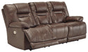 brown finish reclining loveseats and sofas have plush pillow arms and backs, as well as a powered reclining mechanism - Lifestyle Furniture