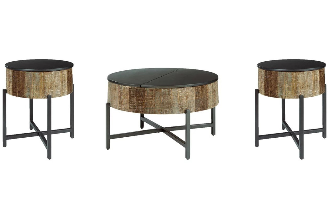 Contemporary in style with a gray finish and Multi-color wood tone with white wax accents, this occasional table set also has an engineered wood and metal frame - Lifestyle Furniture