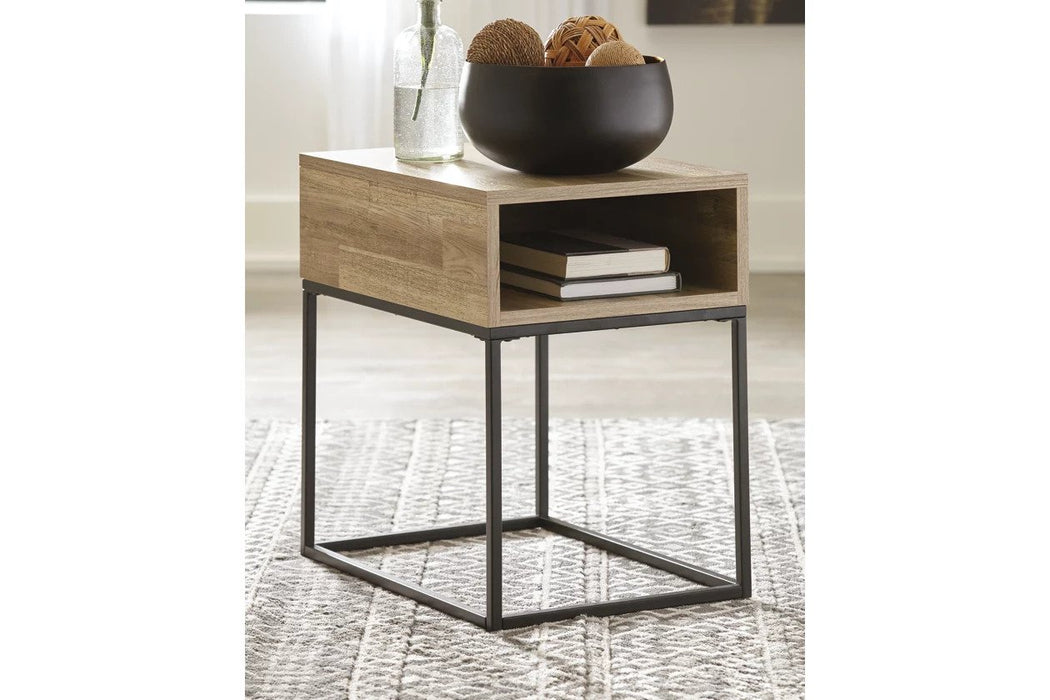 This occasional table set, with a rustic style brown finish and a laminated tabletop, features an attractive metal frame that accents the base - Lifestyle Furniture