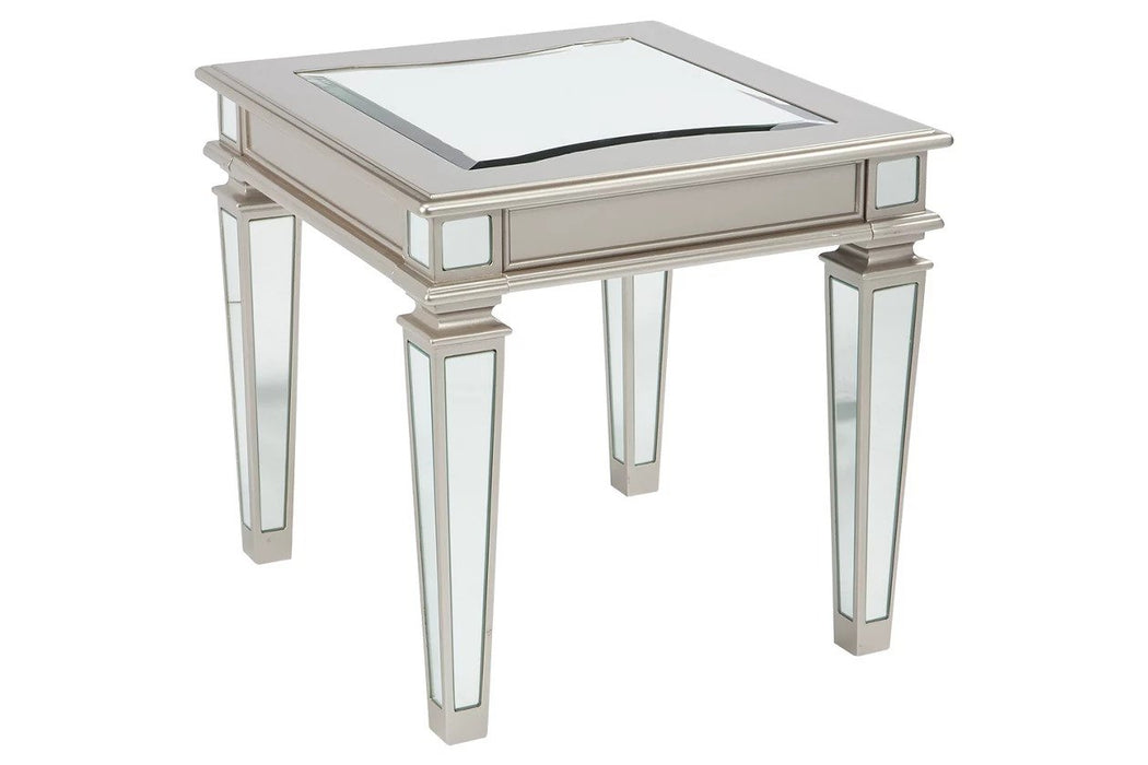 A silver beveled mirror inset on each table adds style and dimension. The tables are made of wood and engineered wood and feature a rectangle shape - Lifestyle Furniture