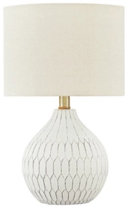 A decorators dream, this ceramic table lamp features an exquisite, antiqued white finish - Lifestyle Furniture