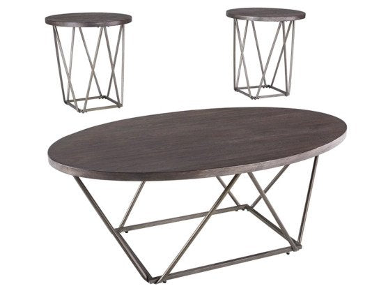 Finished in grayish brown and featuring an oval cocktail table and two round end tables, this set is a perfect blend of versatility and style - Lifestyle Furniture