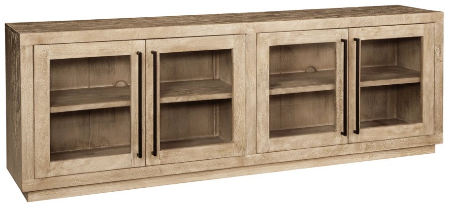 Bring home a stylish storage piece with the Belenburg Accent Cabinet. Featuring a rustic barn door design, this unique cabinet offers one drawer and two roomy shelves for your items.