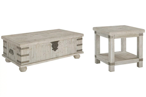 With its distressed light gray finish and hardware, both the end table and coffee table will fit in well with any other decor - Lifestyle Furniture