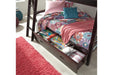 The Halanton twin/full bunk bed creates a fun and functional modern space for your child's bedroom. Featuring a clean, contemporary design and brown finish, this piece is a perfect addition to any child's room.