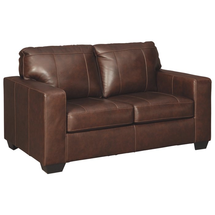 impressive deep brown top grain leather loveseat - Lifestyle Furniture