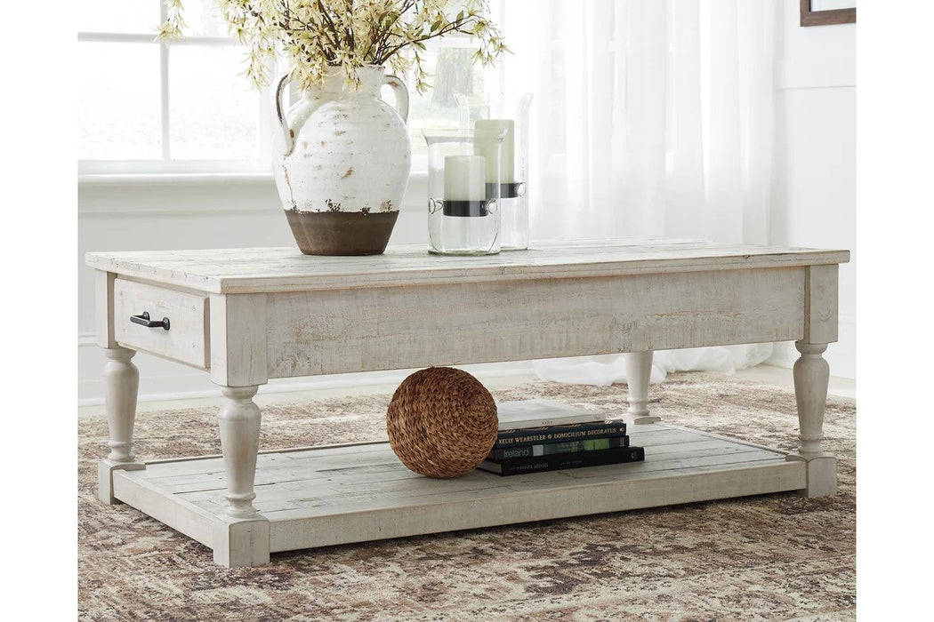 farmhouse-style details, plank-effect top and distressed gray finish table set - Lifestyle Furniture