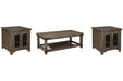 This three piece occasional set features a rustic style, dark brown color and dark iron-tone brackets - Lifestyle Furniture
