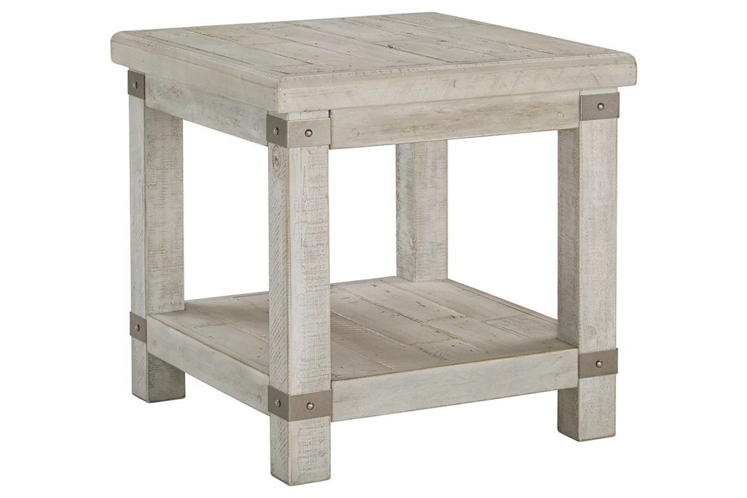 Made of solid pine wood, these end tables are constructed with metal hardware and secured with a light gray wash finish - Lifestyle Furniture