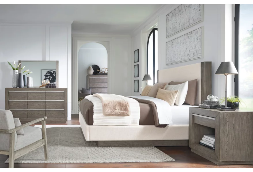 Andrea Upholstered Bed with Dresser & Mirror - Lifestyle Furniture