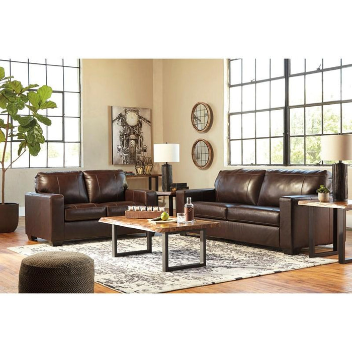 contemporary chocolate sofa and loveseat in top grain leather - Lifestyle Furniture