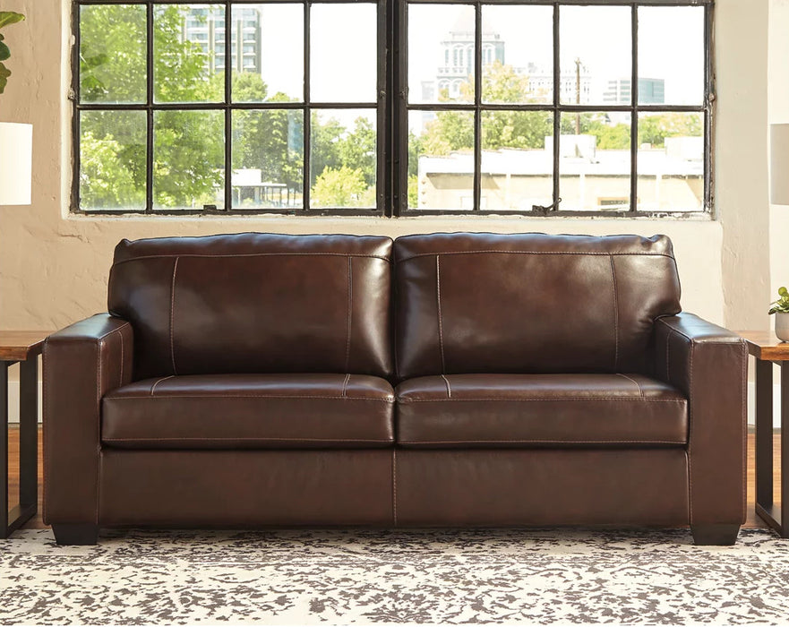 sophisticated matte leather sofa and loveseat in chocolate finish  - Lifestyle Furniture